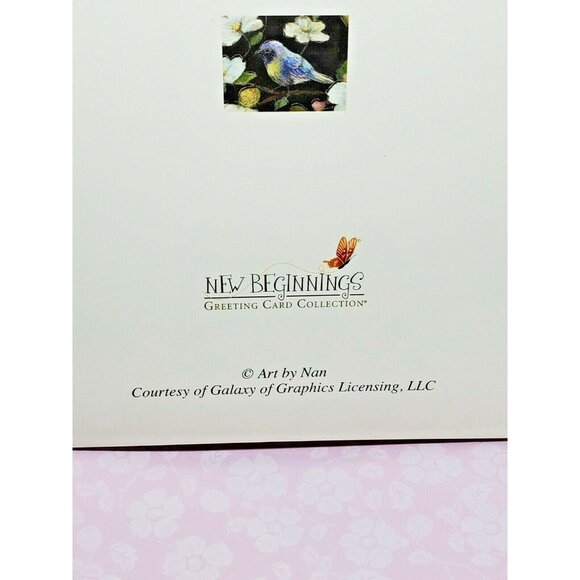 New Beginnings Happy Birthday Card – Black with Blue Bird and Floral Design - Picture 6 of 9